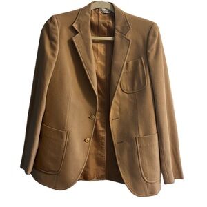 Women’s vintage tan wool blend blazer with gold anchor detail buttons size 10